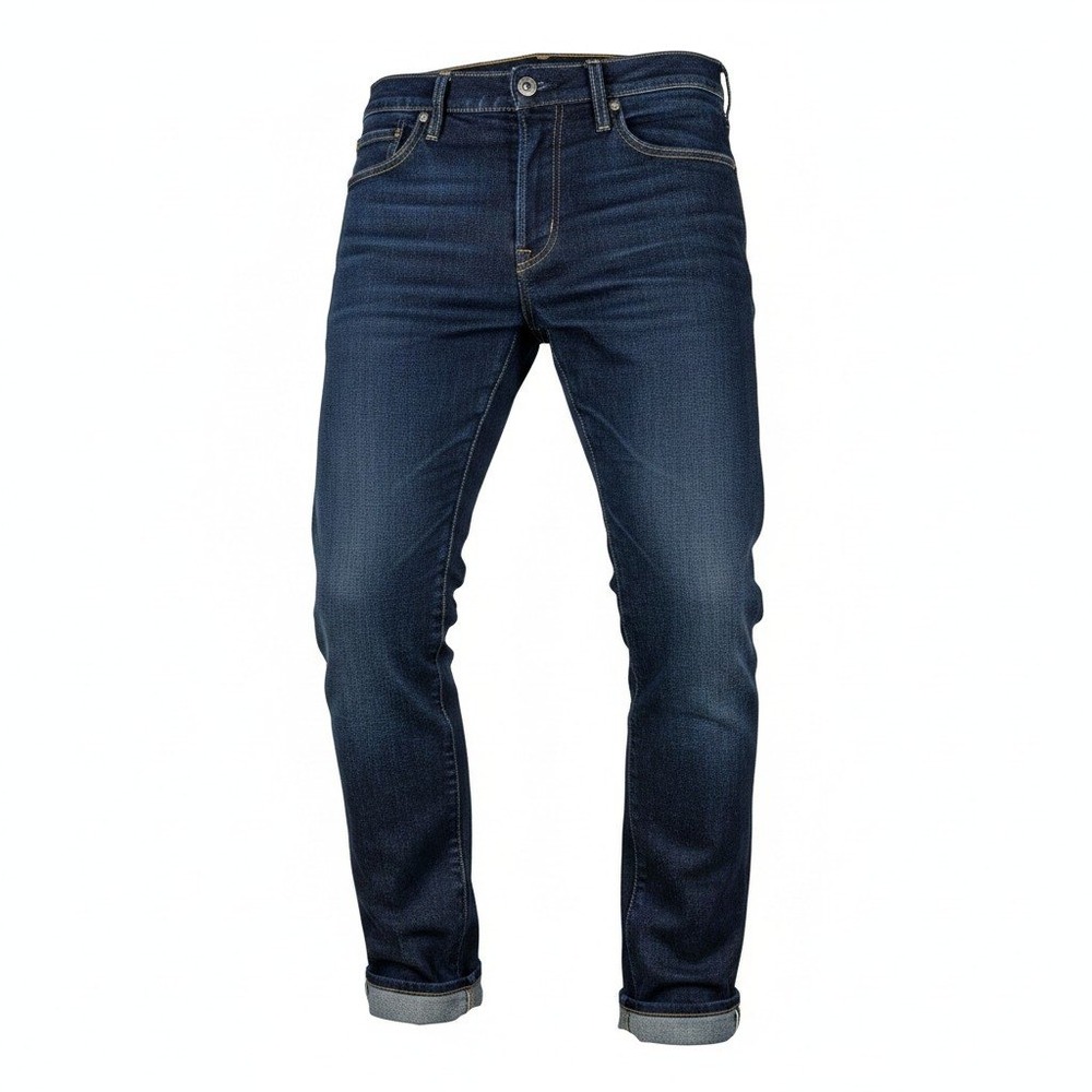 Uniqlo Selvedge Mens Rugged Slim Fit Jeans Dark Indigo Stretch Denim Size 33x32